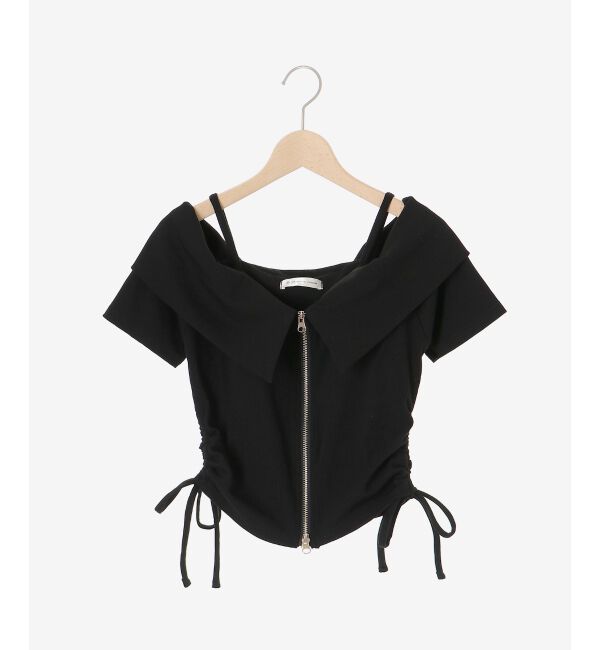  「オフショルダブルジップトップス」|Tシャツ・カットソー|