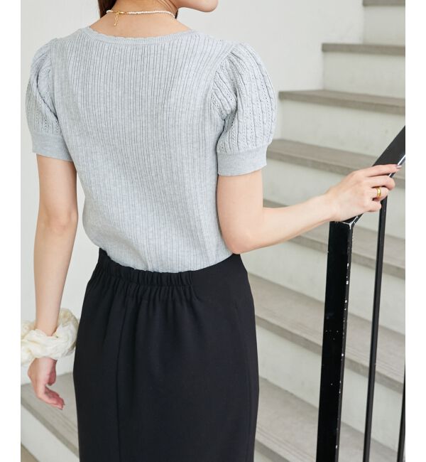  「ハーフスリーブケーブルカーディガン」|カーディガン|