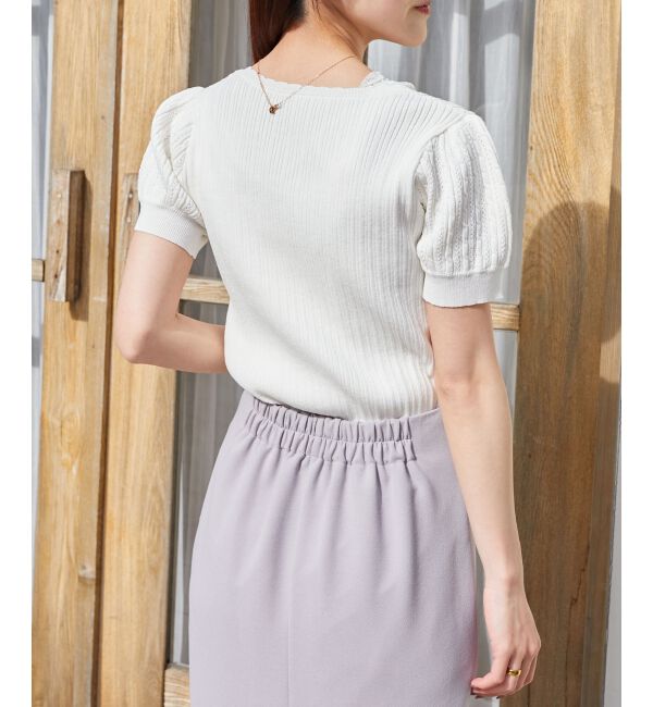  「ハーフスリーブケーブルカーディガン」|カーディガン|