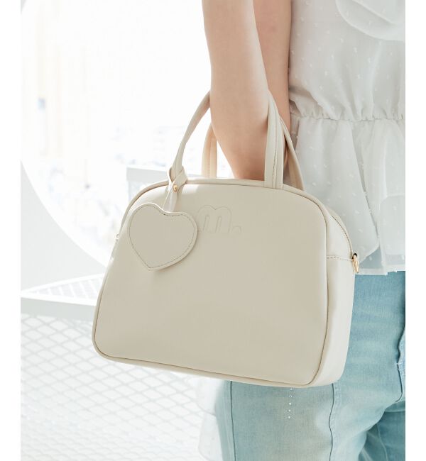  「ハートチャームセットスクエアボストン」|ボストンバッグ|