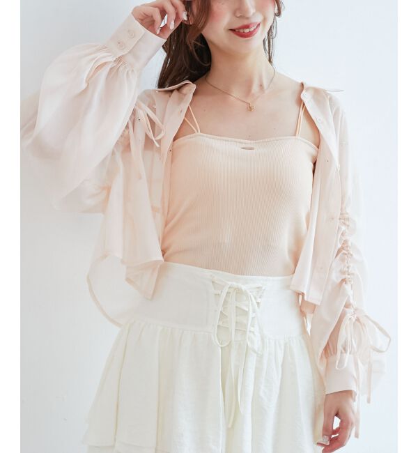  「キラキラドロストシアーシャツ」|シャツ・ブラウス|ピンク