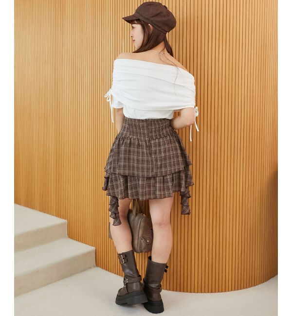  「サイドラッフルティアードミニスカパン」|スカート|