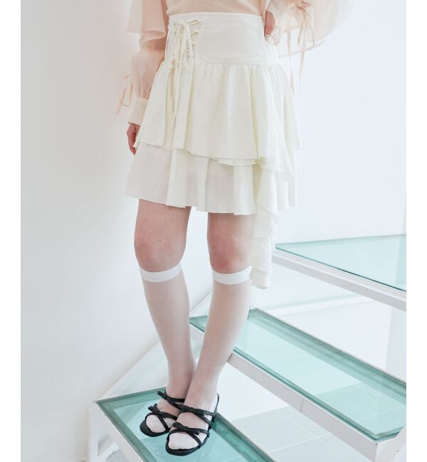  「サイドラッフルティアードミニスカパン」|スカート|