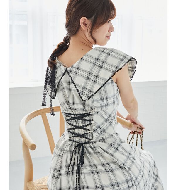  「チョーカーセットビッグカラーワンピース」|ワンピース|