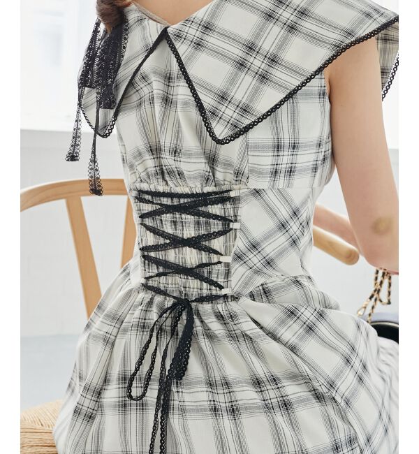  「チョーカーセットビッグカラーワンピース」|ワンピース|