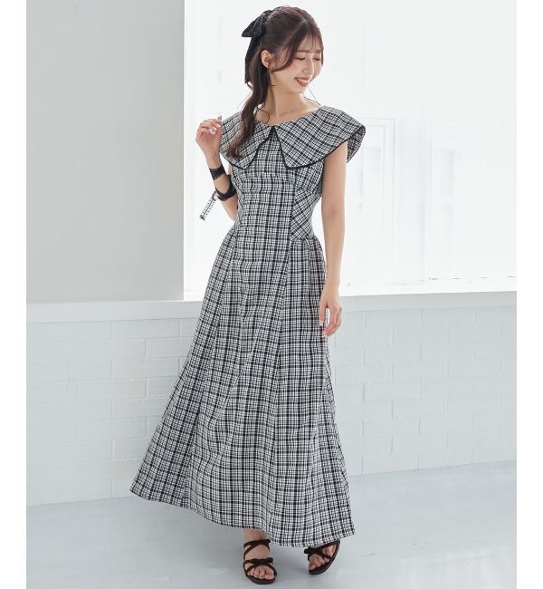  「チョーカーセットビッグカラーワンピース」|ワンピース|