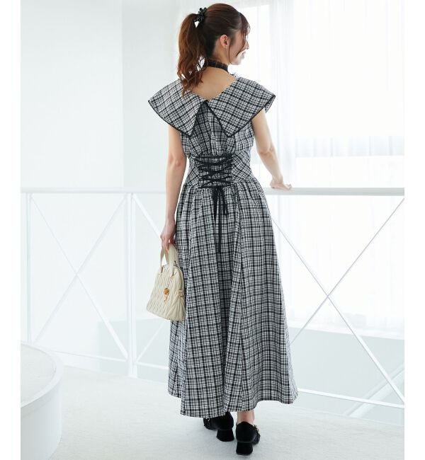  「チョーカーセットビッグカラーワンピース」|ワンピース|