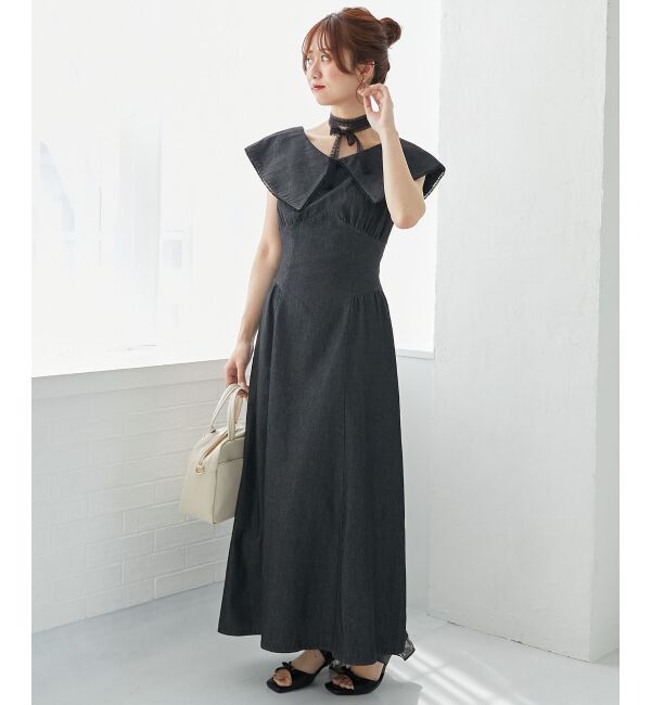  「チョーカーセットビッグカラーワンピース」|ワンピース|