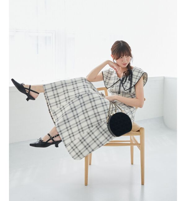  「チョーカーセットビッグカラーワンピース」|ワンピース|