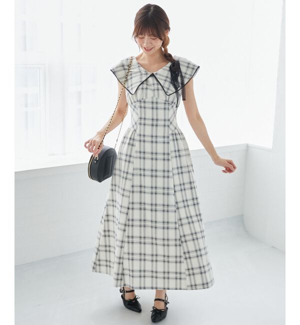  「チョーカーセットビッグカラーワンピース」|ワンピース|