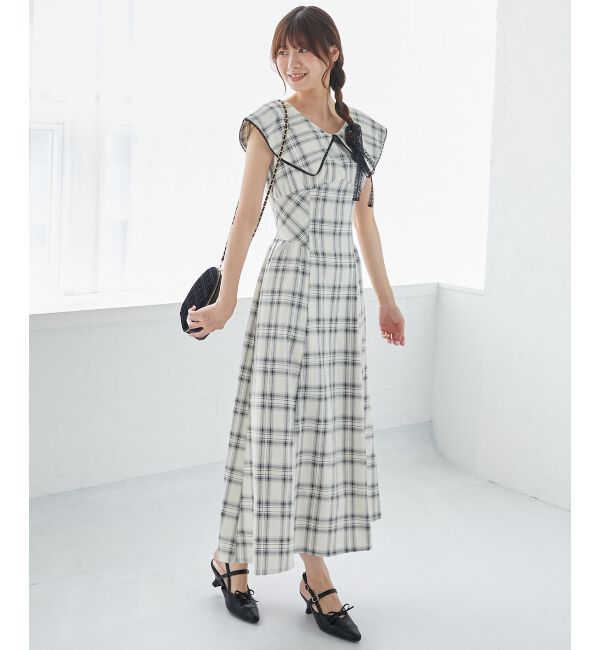  「チョーカーセットビッグカラーワンピース」|ワンピース|