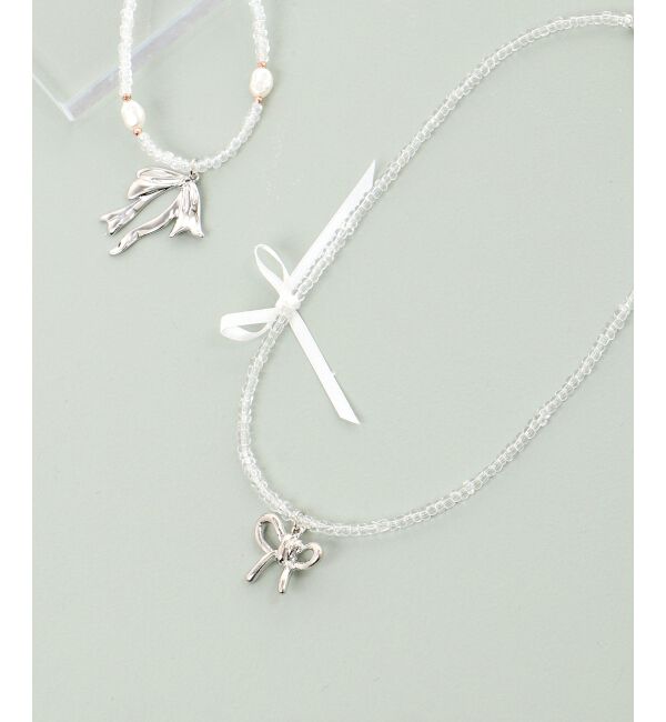  「きらきらリボンモチーフネックレス」|ネックレス|