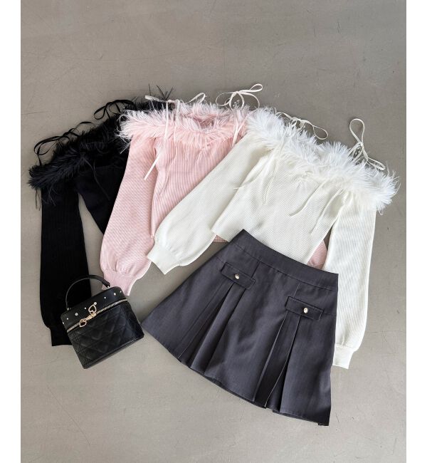  「チェーン付きフェイクファーニット」|ニット・セーター|