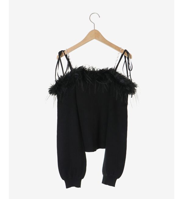  「チェーン付きフェイクファーニット」|ニット・セーター|