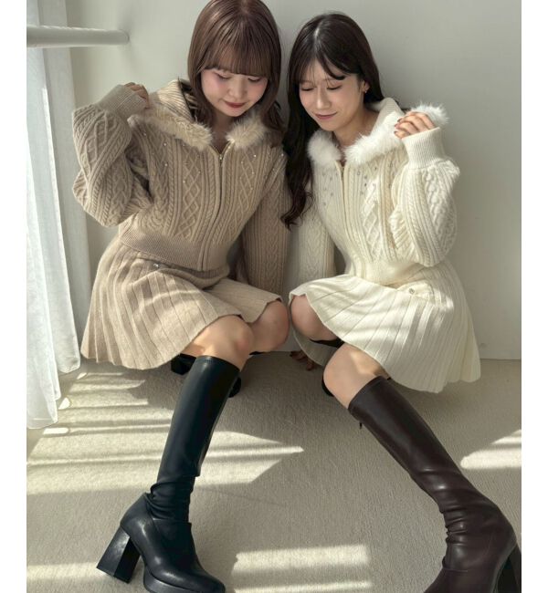  「キラキラフード付きニットパーカー」|パーカー|