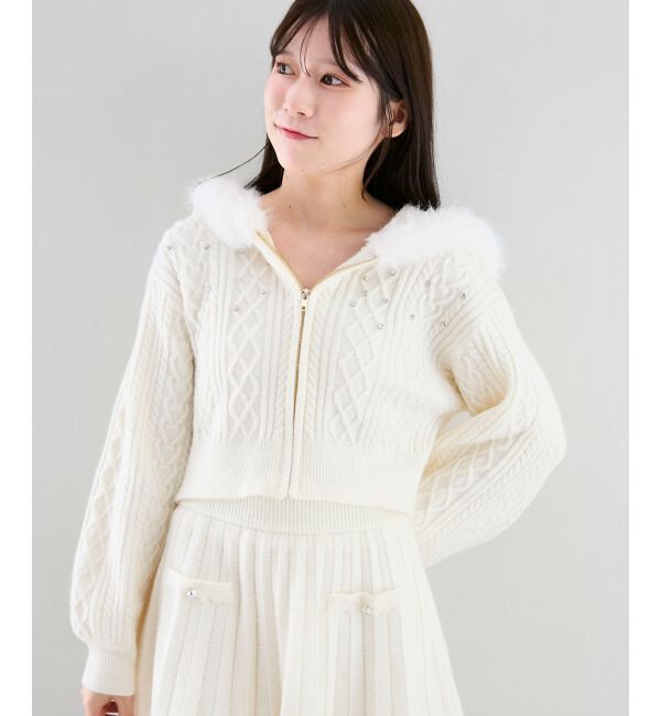  「キラキラフード付きニットパーカー」|パーカー|