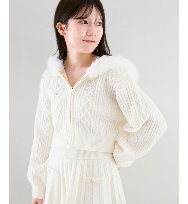  「キラキラフード付きニットパーカー」|パーカー|