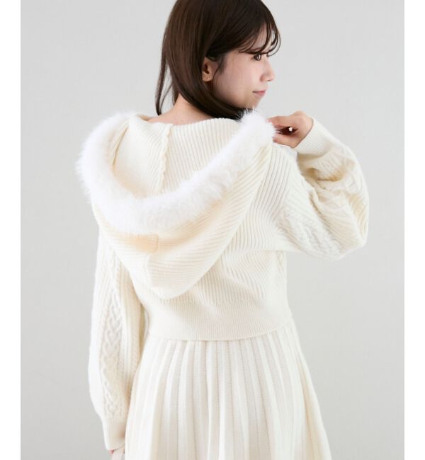  「キラキラフード付きニットパーカー」|パーカー|