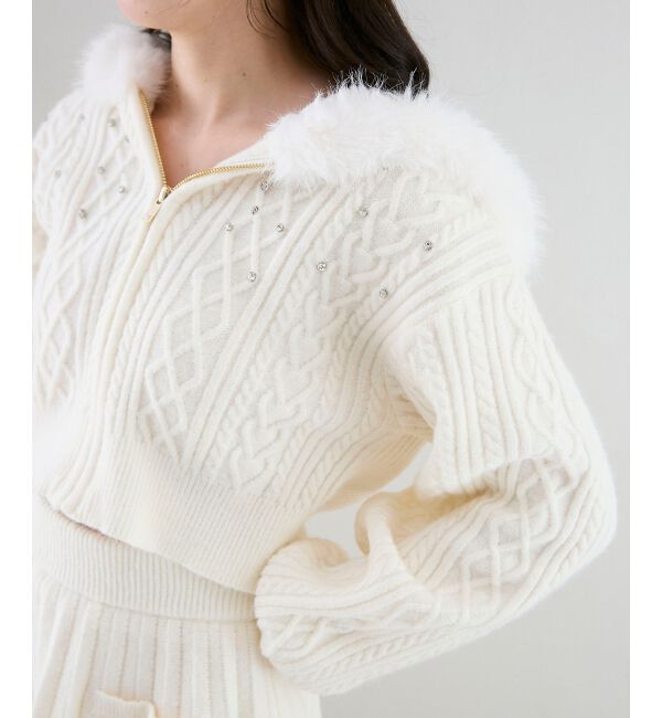  「キラキラフード付きニットパーカー」|パーカー|