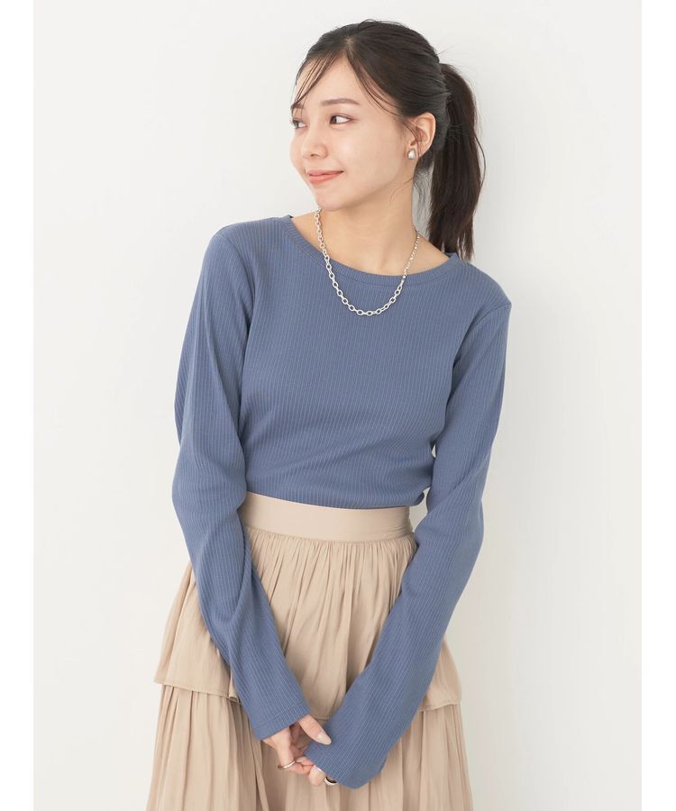 earth music&ecology「チェーンリブクルーネックプルオーバー」|Tシャツ・カットソー|