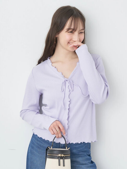 earth music&ecology「フリルデザインリボンカーディガン」|カーディガン|