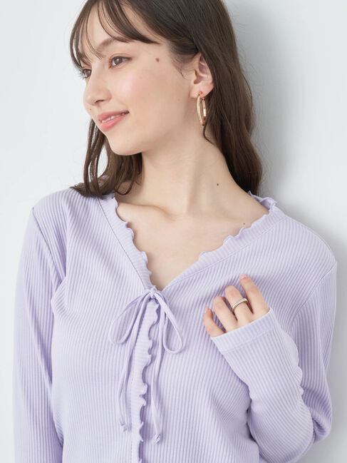 earth music&ecology「フリルデザインリボンカーディガン」|カーディガン|