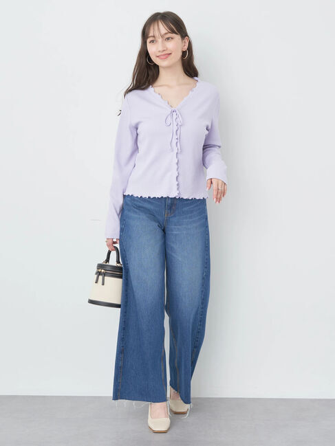 earth music&ecology「フリルデザインリボンカーディガン」|カーディガン|