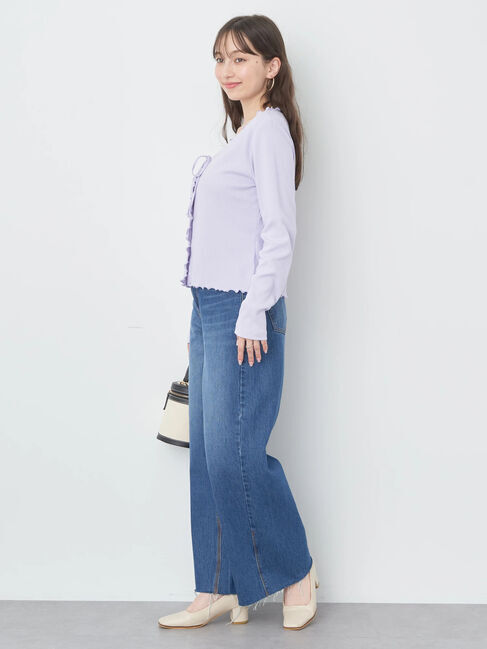 earth music&ecology「フリルデザインリボンカーディガン」|カーディガン|