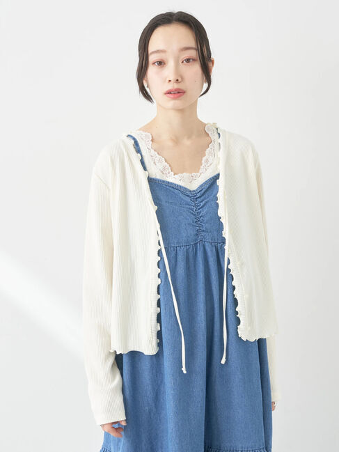 earth music&ecology「フリルデザインリボンカーディガン」|カーディガン|