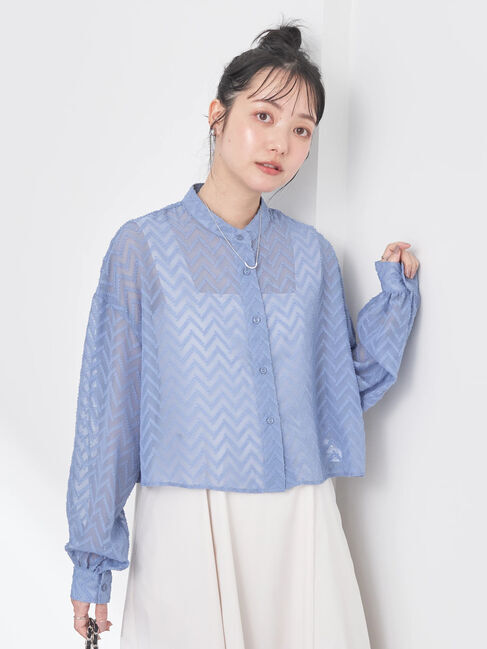 earth music&ecology「ギザギザショートシャツ」|シャツ・ブラウス|Blue