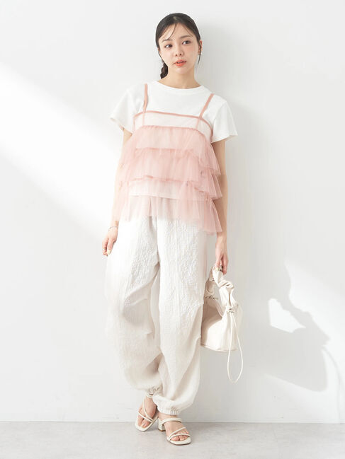 earth music&ecology「チュールティアードフリルキャミソール」|ベスト・ジレ|