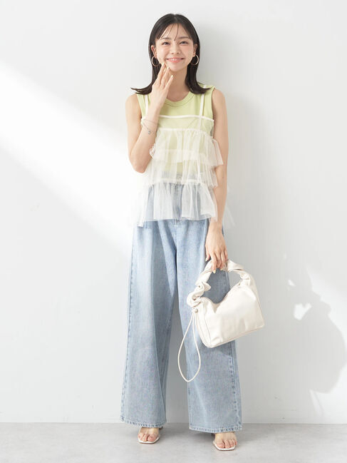 earth music&ecology「チュールティアードフリルキャミソール」|ベスト・ジレ|