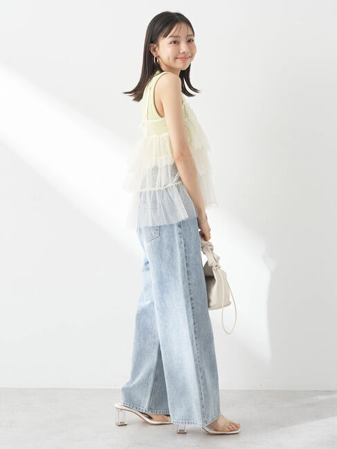 earth music&ecology「チュールティアードフリルキャミソール」|ベスト・ジレ|