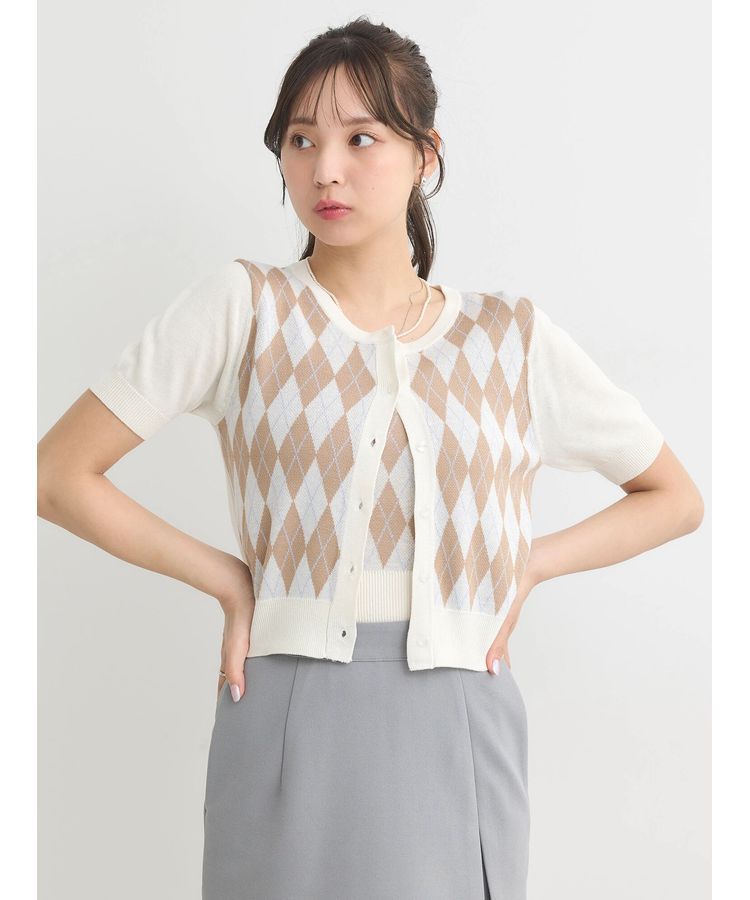 earth music&ecology「SET2点アーガイルカーディガン&times;タンク」|カーディガン|