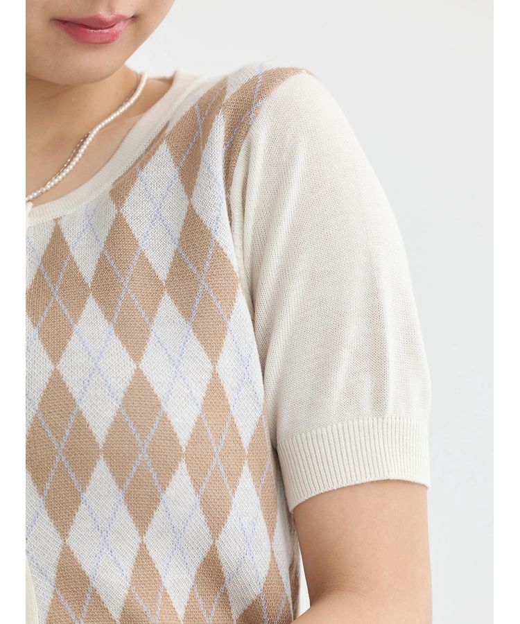 earth music&ecology「SET2点アーガイルカーディガン&times;タンク」|カーディガン|