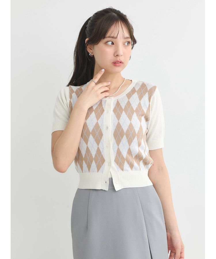 earth music&ecology「SET2点アーガイルカーディガン&times;タンク」|カーディガン|