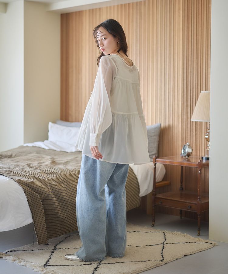 earth music&ecology「タックホックデニムパンツ」|デニム|