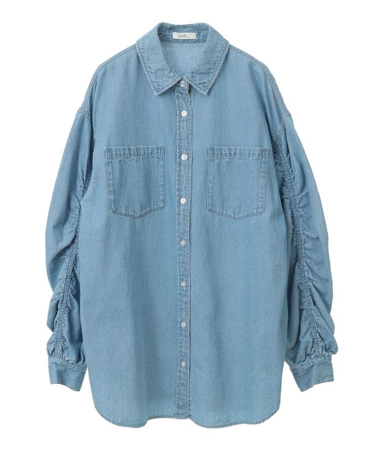 earth music&ecology「シャーリングスリーブデニムシャツ」|シャツ・ブラウス|
