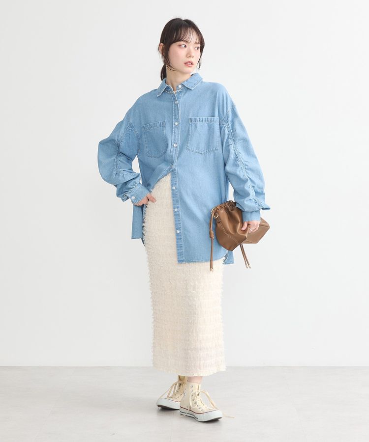 earth music&ecology「シャーリングスリーブデニムシャツ」|シャツ・ブラウス|