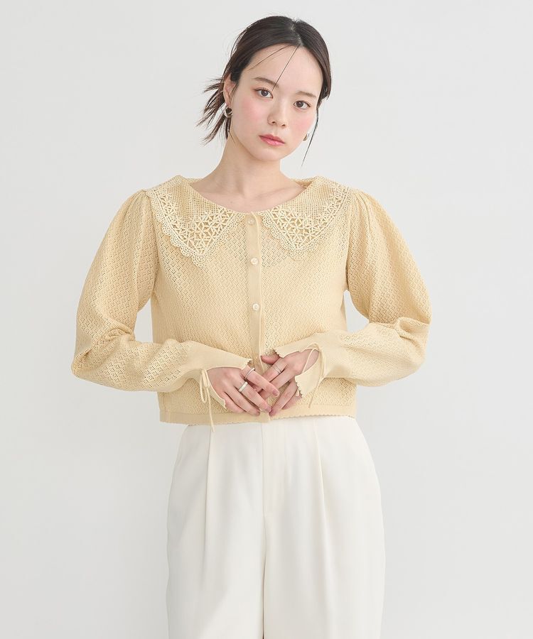 earth music&ecology「レース襟カーディガン」|カーディガン|