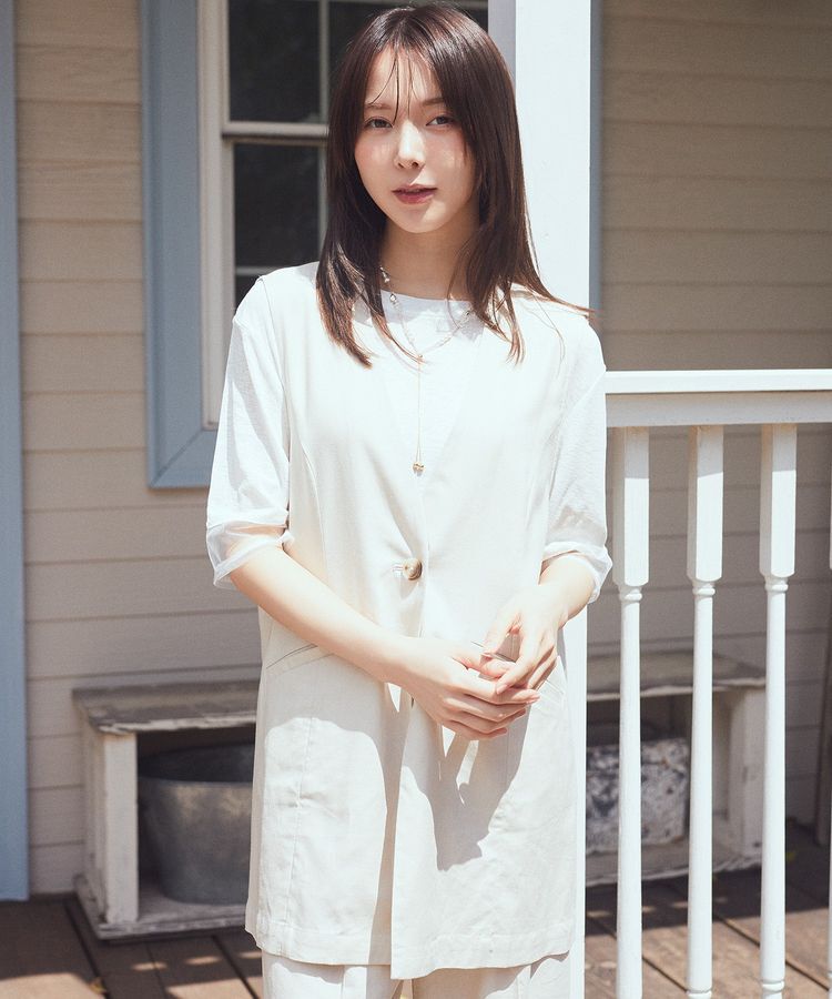 earth music&ecology「リラックスジレ / リネン混」|ベスト・ジレ|Beige