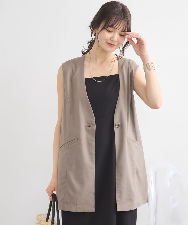 earth music&ecology「リラックスジレ / リネン混」|ベスト・ジレ|Mocha