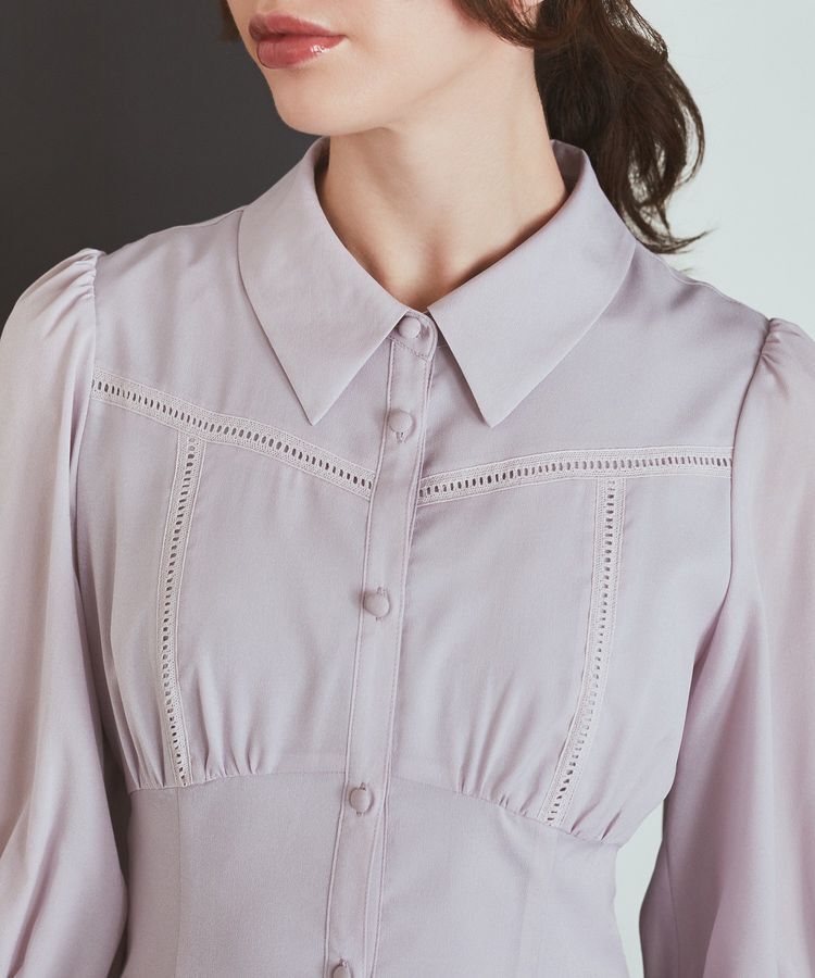 Maison de FLEUR Petite Robe「はしごレースシャツワンピース」|ワンピース|