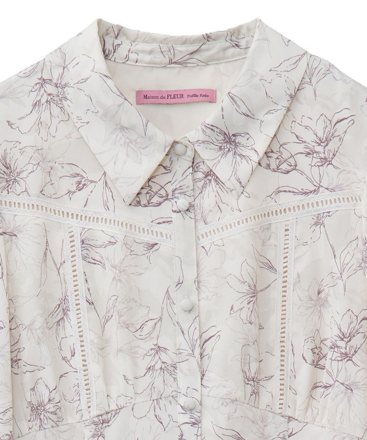 Maison de FLEUR Petite Robe「はしごレースシャツワンピース」|ワンピース|