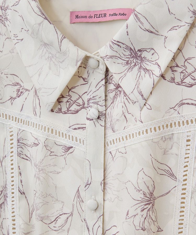 Maison de FLEUR Petite Robe「はしごレースシャツワンピース」|ワンピース|