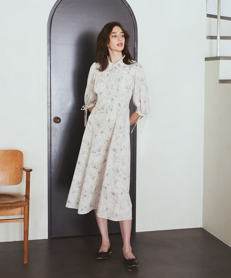 Maison de FLEUR Petite Robe「はしごレースシャツワンピース」|ワンピース|