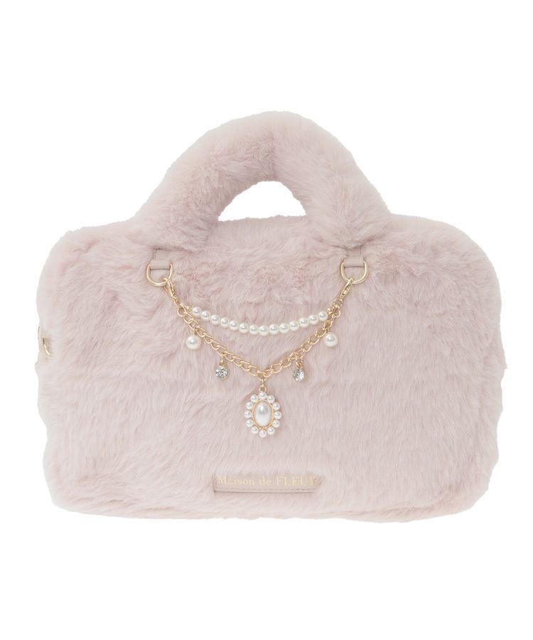 Maison de FLEUR「チャーム付きファー2Wayボストンバッグ」|ハンドバッグ|