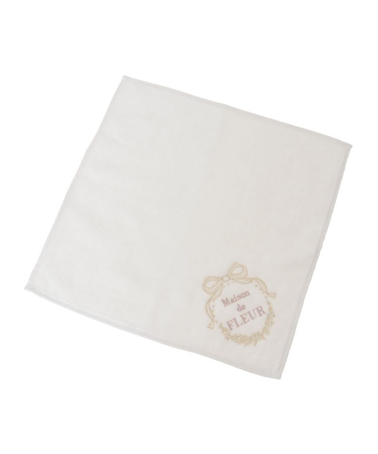 Maison de FLEUR「リボンフレーム刺繍タオルハンカチ」|ハンカチ|