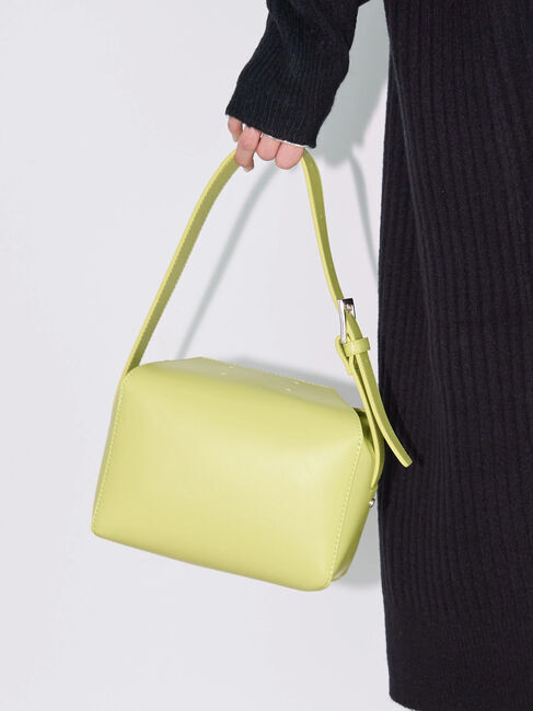  「ボックスショルダーバッグ」|ハンドバッグ|ライムグリーン