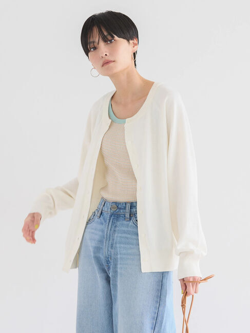 AMERICAN HOLIC「UVカットクルーネックニットカーディガン」|カーディガン|Off White